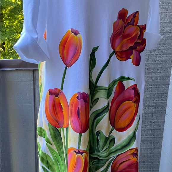 Tulips Hand Painted on a NEW Dress - Picture 9 of 13